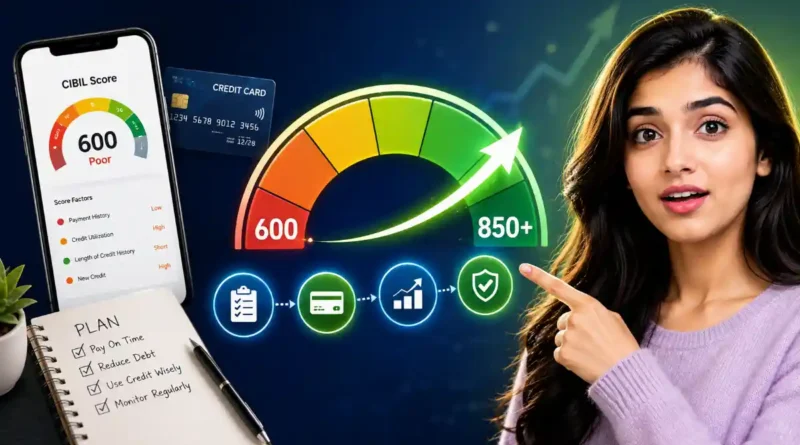 How to Increase CIBIL Score from 600 to 850+: A Complete Step-by-Step Guide
